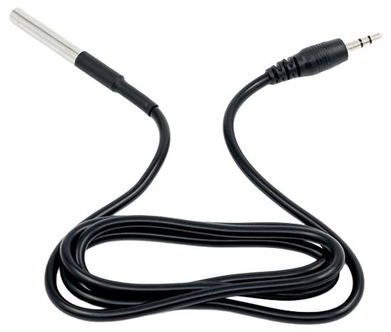 'Temperature probe with a cable and a 3.5mm audio jack connector.'