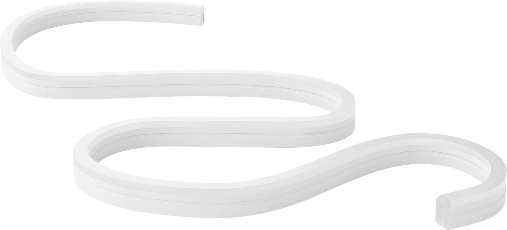 A flexible, white, S-shaped LED strip light, suitable for customizable lighting solutions and decorative purposes.