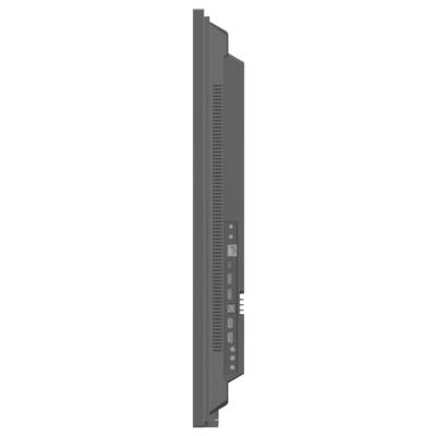 A vertical, side view of a flat-screen monitor showing ventilation slots and control buttons on the frame.