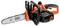 A Black+Decker 10-inch, 25 cm cordless chainsaw featuring an ergonomic handle and safety guard, designed for light to medium cutting tasks.