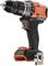 Orange and black cordless Black+Decker drill with a metal bit, featuring a grip handle and battery pack attached at the bottom.