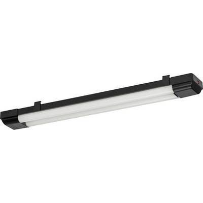 A black and white LED tube light fixture, elongated with a modern design, meant for ceiling mounting to provide overhead lighting.