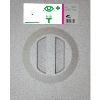 'EKASTU Safety' label: Green eye with water spray symbol for eye protection.