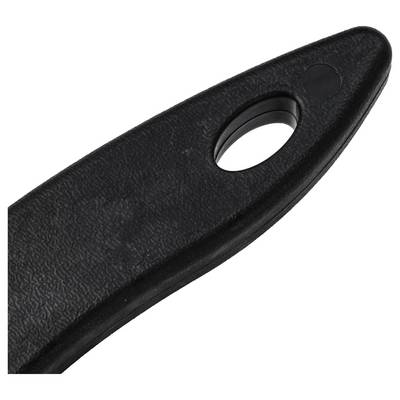 Black textured plastic handle with an oval finger hole, shown close up on a white background.