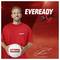 A man in a red shirt holding a football with the 'Eveready' logo, next to it the 'Eveready' logo and the words 'Brand Ambassador'.