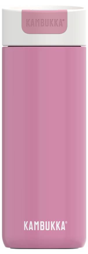 A pink Kambukka water bottle with a white lid, shown against a plain background.