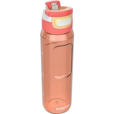 A translucent orange water bottle with a pink and gray screw-on lid. The brand 'KAMBUKKA' is printed at the bottom.