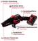 Single-handed chainsaw with battery, equipped with protective cover, secure bar change, brushless motor and storage shelf.