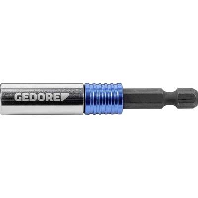 A metallic screwdriver bit holder with a hexagonal black shaft and a blue and silver body, branded 'Gedore' in silver text.