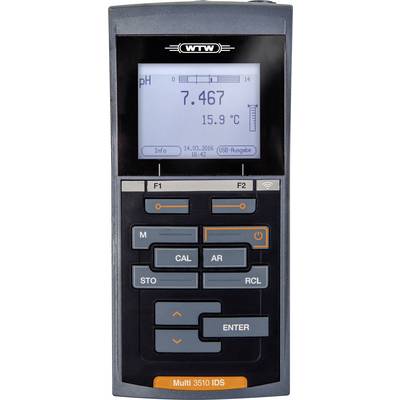 A digital pH meter displaying a pH reading of 7.467 and a temperature of 15.9°C. The device has several buttons for operation and calibration.