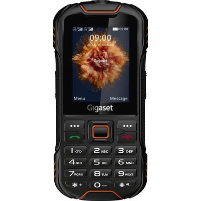A rugged black mobile phone with orange accents, featuring a keypad and a screen displaying the time '09:00' and date '2024-08-08 Mon'.