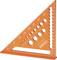 Orange plastic triangular ruler with circular holes in various sizes, labeled 'PICARD' and marked with metric measurements.