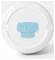 A round, white device with a blue control panel featuring power, Wi-Fi, and charging symbols.