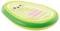 A bright yellow and green inflatable pool float shaped like an avocado, featuring a smiling face and a pink heart design at the center.