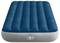 Blue air mattress with gray sides and inflating valve at the foot end, featuring a ribbed surface for added comfort.