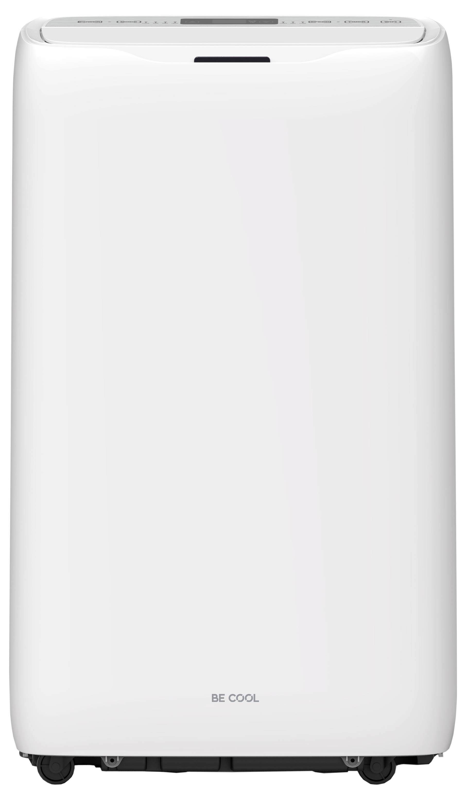 A white portable air conditioner with a sleek, modern design and the brand name 'Be Cool' printed at the bottom front.