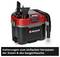Portable vacuum cleaner with brackets for nozzles and suction hose, red-black, brand 'Einhell PXC'.