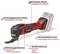 A red electric multi-function tool with a quick-release clamp, a brushless motor and a tool holder.