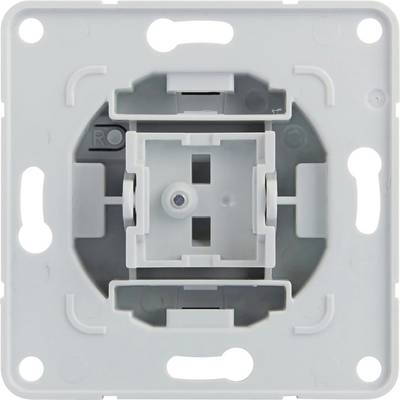 A square plastic wall plate with a central slot and clips for mounting a switch or outlet.