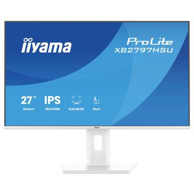 'Iiyama ProLite XB2797HSU monitor with 27-inch IPS display, 1920x1080 resolution, slim bezel, 15cm adjustable stand.'
