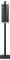 A modern black floor lamp with a tall, cylindrical shade on a straight, slender stand and a square base.