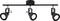 A three-light ceiling track fixture with adjustable spotlights mounted on a black rod, suitable for modern interior lighting.