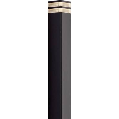 A sleek, vertical, black rectangular bar with light-colored accents at the top edge, possibly a modern design element or structure.