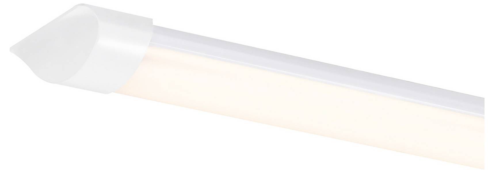 A triangular LED tube light fixture with a white case and warm glow, set against a white background.