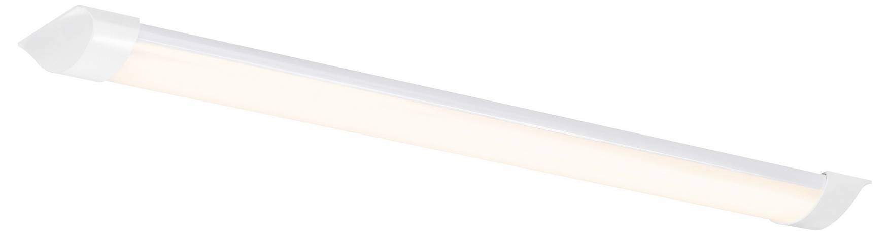 A modern, rectangular LED ceiling light with a white frame, emitting a soft, even glow.