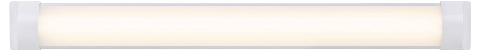 A rectangular, wall-mounted LED light fixture with a white frame, emitting a soft, warm glow.