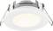 A round LED downlight with a white trim and metal spring clips, designed for recessed ceiling installation.