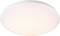 'A round, white, flush mount ceiling light fixture with a smooth, frosted finish for even light distribution.'
