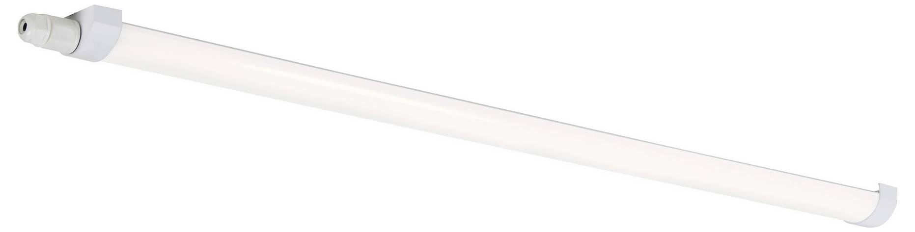 LED tube light with a white cylindrical body and gray end caps, angled slightly upwards to the right.