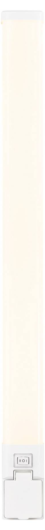 'A vertical LED light tube with a white base and a soft yellow glow.'