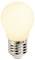 A lit incandescent light bulb glowing warmly against a white background.