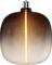 A large, oval-shaped light bulb with a glowing vertical filament inside, encased in a brown-tinted glass.
