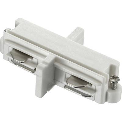 'SC simplex coupler in white plastic, used for connecting fiber optic cables with precision alignment for data transmission.'