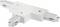 A white, L-shaped track connector with two parallel slots and metal contacts, used for connecting and extending lighting tracks.