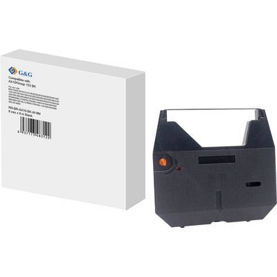 'G&G' branded printer ribbon cartridge, model AX10/Banque 150 BK, with box showing compatibility details and barcode.