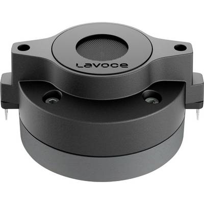 'A round, black audio speaker component with mounting holes and the label 'lavoce' on top, used in sound equipment.'