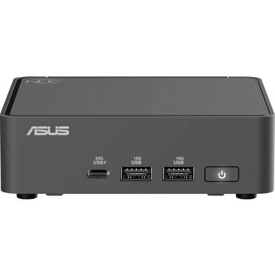 A compact black ASUS mini PC with two 10G USB ports, one 20G USB-C port, and a power button on the front panel.