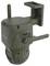 A mount for a security camera, designed for outdoor use, with an angled holder and adjustable arms. The surface has a wood-like texture.