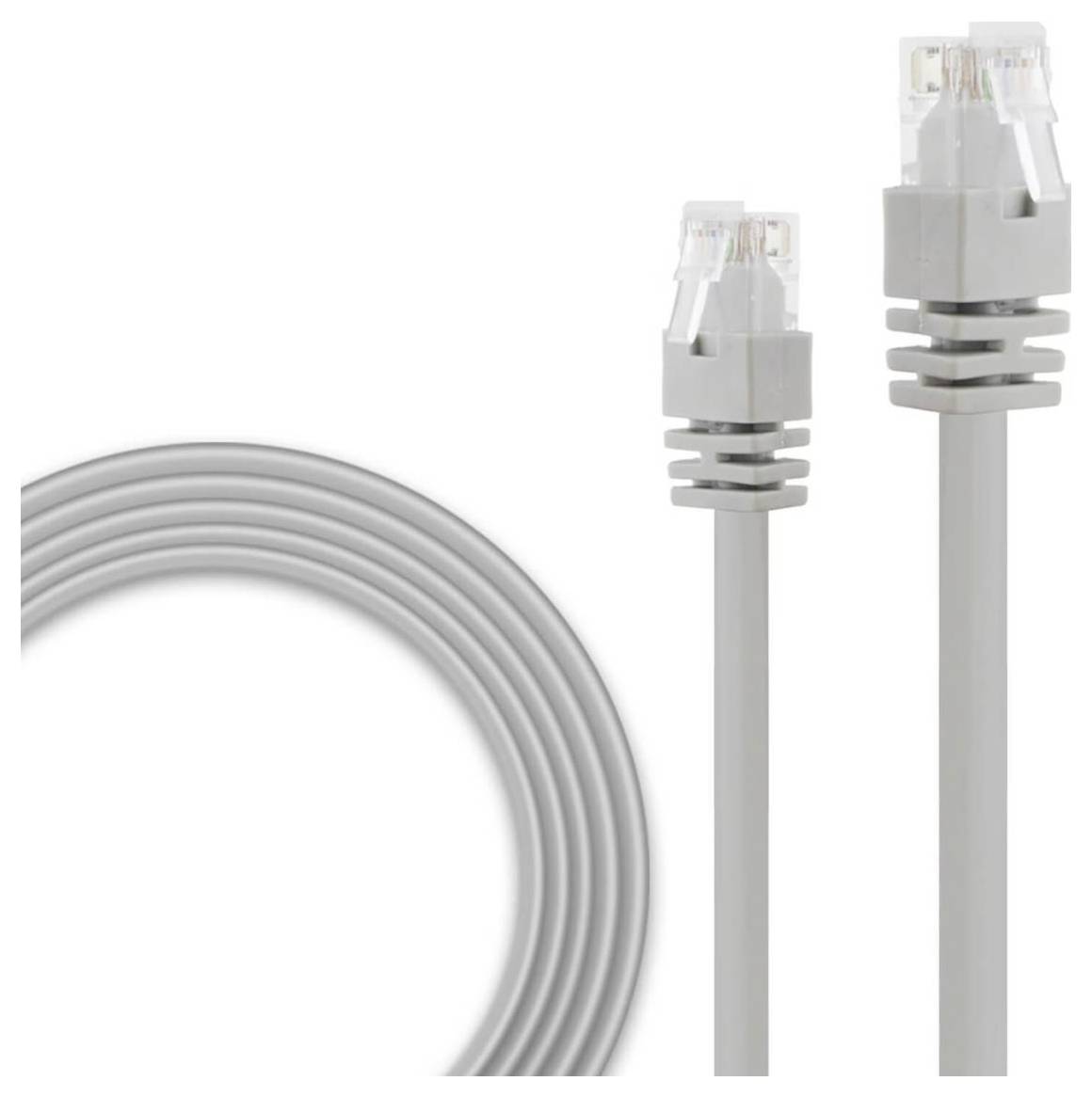 'Image of a gray Ethernet cable with RJ-45 connectors on both ends.'