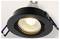 A black recessed ceiling light fixture with a glowing bulb, designed for modern interior settings.