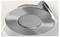 A circular, stainless steel recessed ceiling light fixture with a frosted center and attached spring clips for mounting.