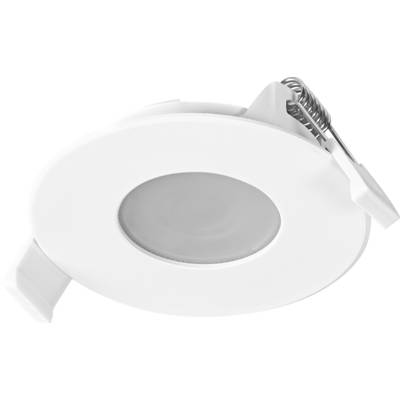 Recessed white LED ceiling light fixture with a circular design and integrated spring clips for easy installation.