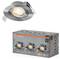 Ceiling spotlight with an adjustable brushed metal finish is depicted above a box labeled 'Spot Set Adjustable ±30°', containing three spotlights.