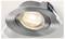 A recessed ceiling light fixture with a metal finish and a glowing bulb, designed for modern interiors.