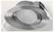 A round, metallic recessed ceiling light fixture with a rotating, brushed finish ring and a glass cover, secured by a spring mechanism.
