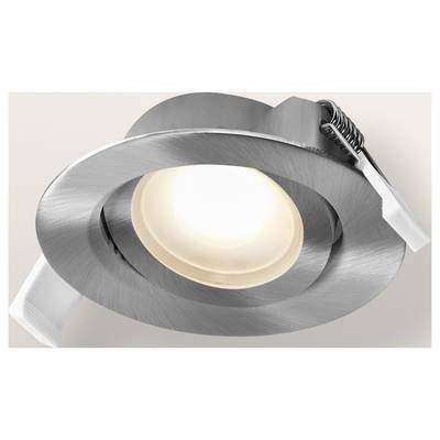 Recessed ceiling spotlight with a silver metallic finish, featuring a circular design and a visible bulb in the center.